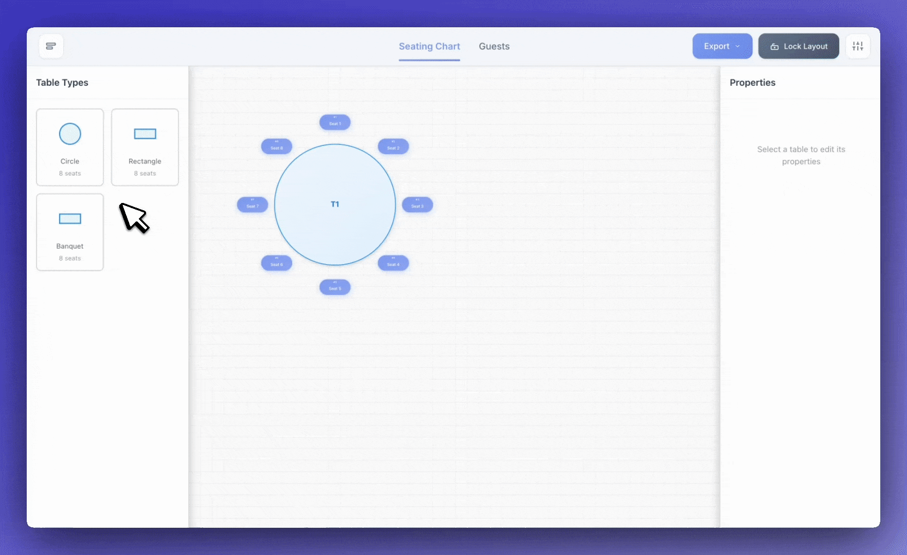 Demonstration of creating corporate event floor plans with drag-and-drop tables
