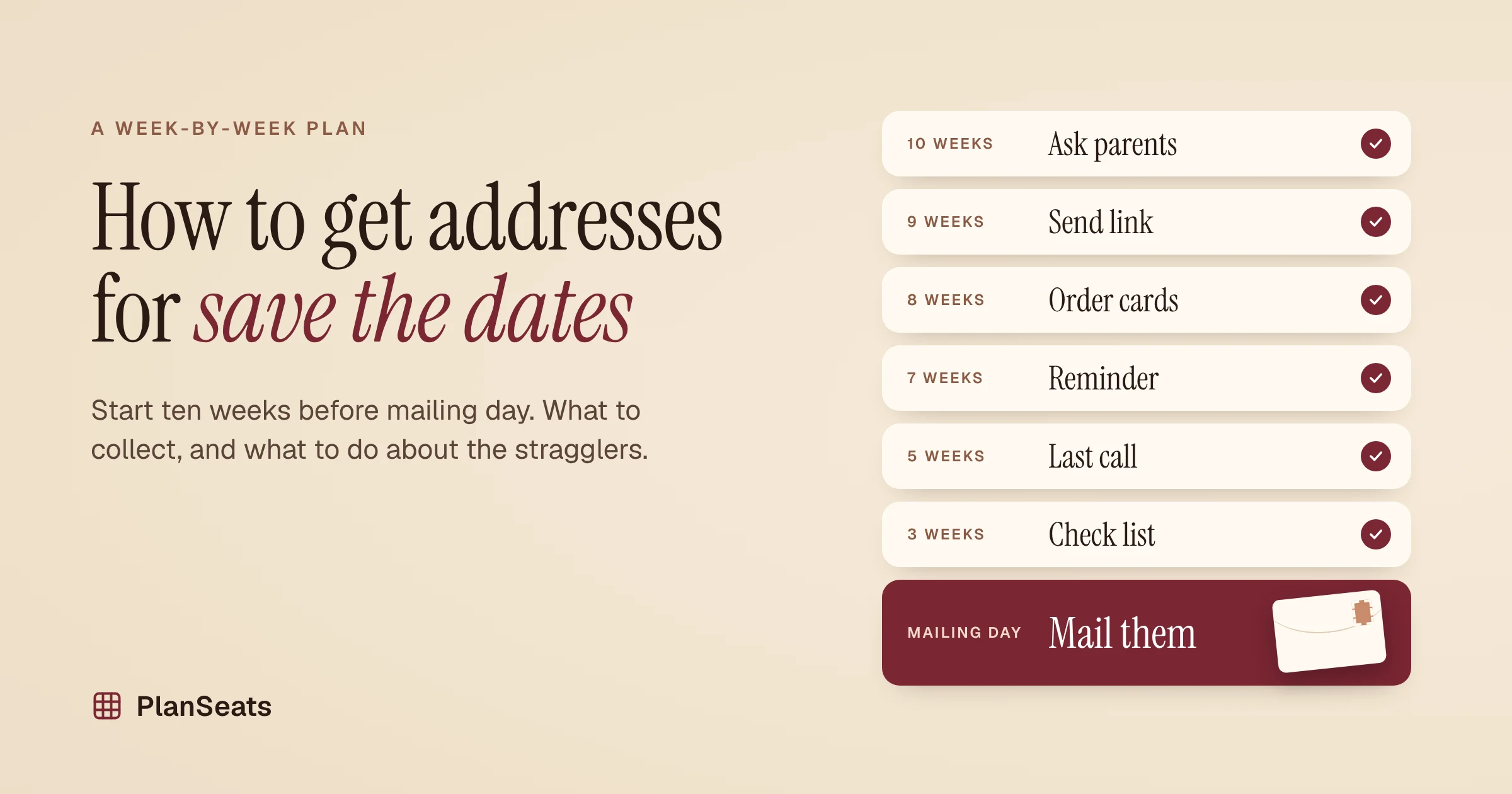How to get addresses for save the dates: a week-by-week plan